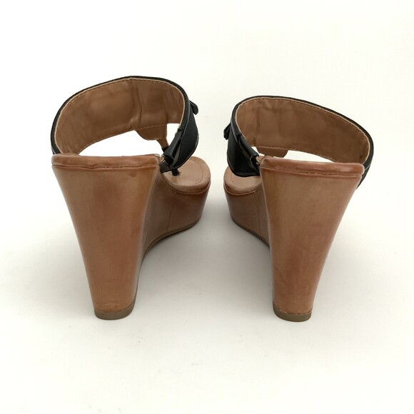 Tommy Hilfiger Thong Wedge Sandals Black 6 - Picture 7 of 13